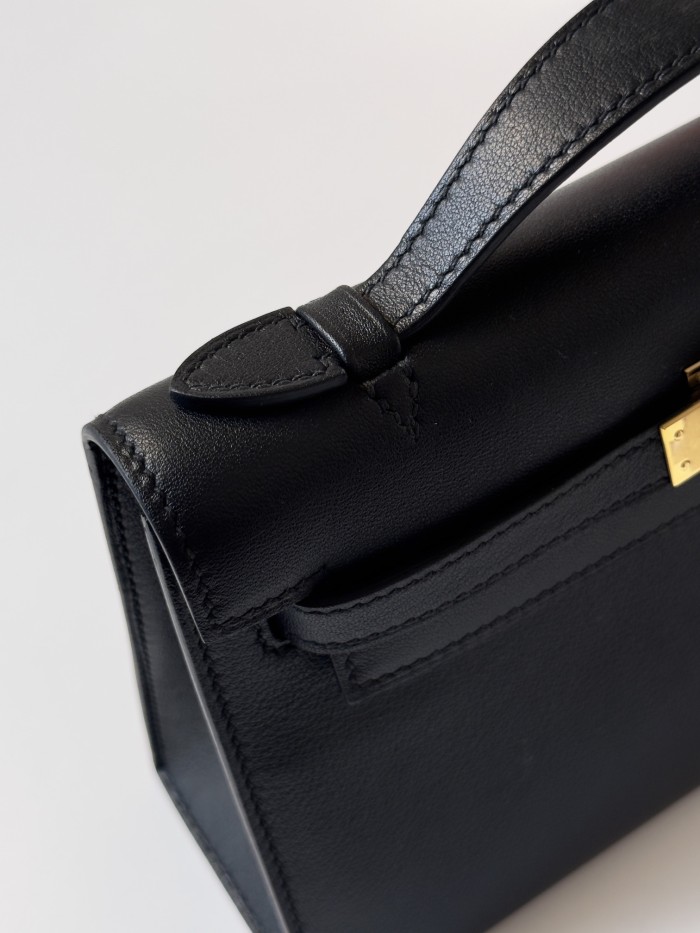 Kelly Pochette Swift Leather“22*12*7CM”-0301=