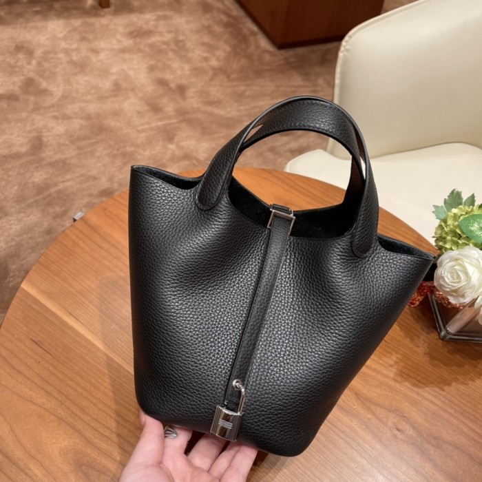 Picotin Lock 18 Clemence Leather Bag“18*18*13CM”-058=