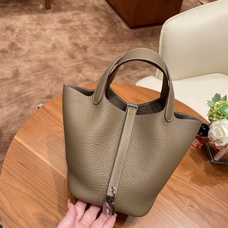Picotin Lock 18 Clemence Leather Bag“18*18*13CM”-058=