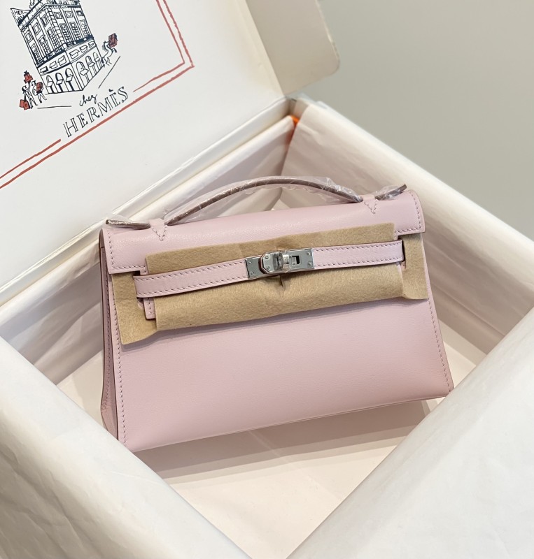 Kelly Pochette Swift Leather“22*12*7CM”-0301=