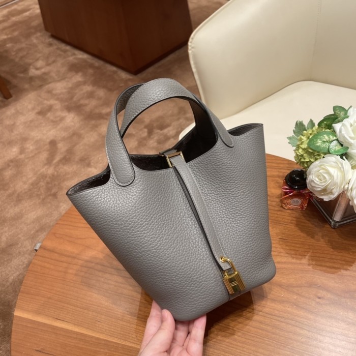 Picotin Lock 18 Bag Clemence Leather Bag“18*18*13CM”-058=