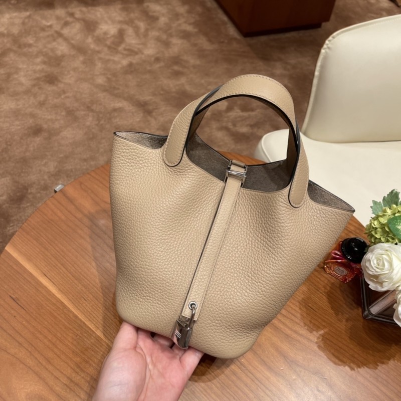 Picotin Lock 18 Clemence Leather Bag“18*18*13CM”-058=