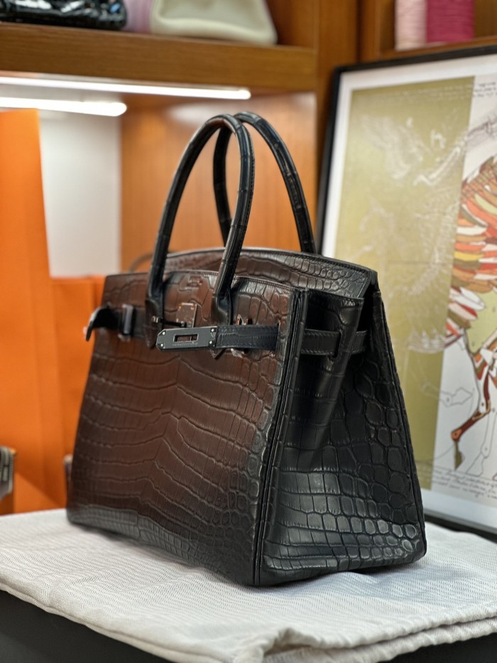 Birkin 30 So Black Niloticus Crocodile“30*22*15CM”-00801=