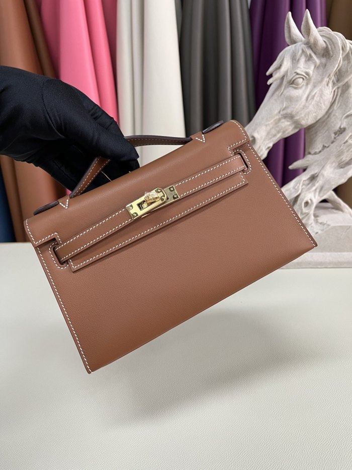 Kelly Pochette Swift Leather“22*12*7CM”-0301=