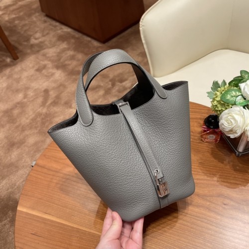 Picotin Lock 18 Clemence Leather Bag“18*18*13CM”-058=