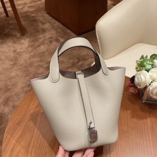Picotin Lock 18 Clemence Leather Bag“18*18*13CM”-058=