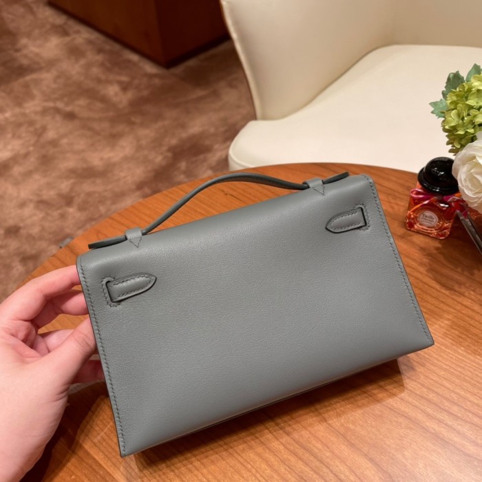 Kelly Pochette Swift Leather“22*12*7CM”-0301=