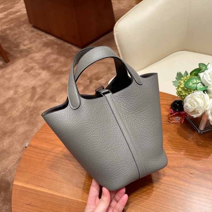 Picotin Lock 18 Clemence Leather Bag“18*18*13CM”-058=
