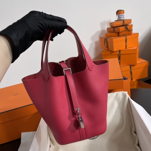 Picotin Lock 18 Clemence Leather Bag“18*18*13CM”-058=