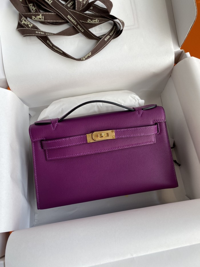Kelly Pochette Swift Leather“22*12*7CM”-0301=