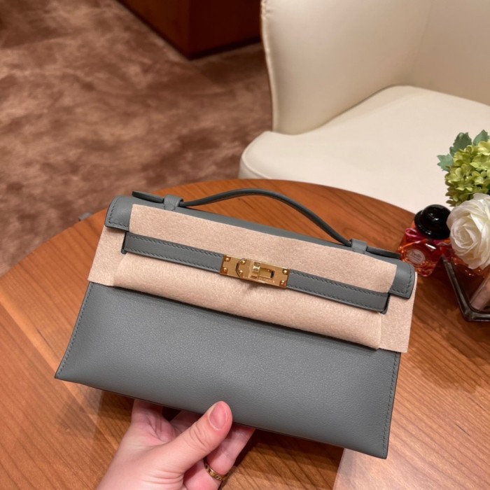 Kelly Pochette Swift Leather“22*12*7CM”-0301=