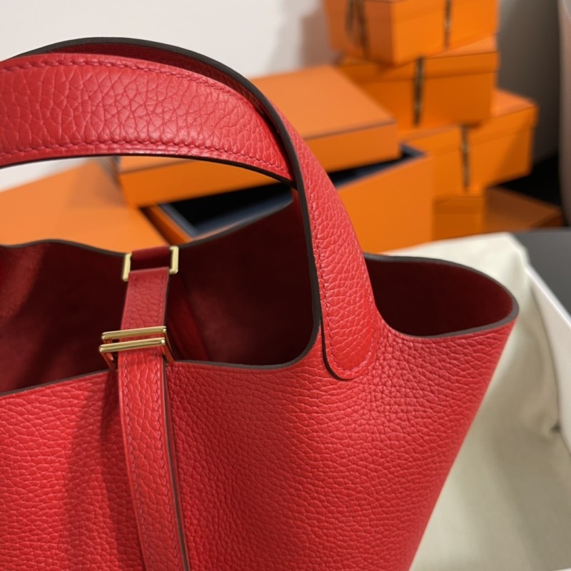Picotin Lock 18 Clemence Leather Bag“18*18*13CM”-058=