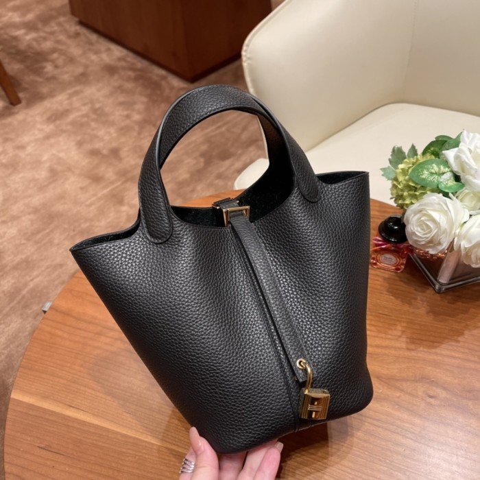 Picotin Lock 18 Clemence Leather Bag“18*18*13CM”-058=