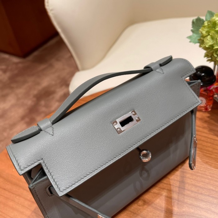 Kelly Pochette Swift Leather“22*12*7CM”-0301=