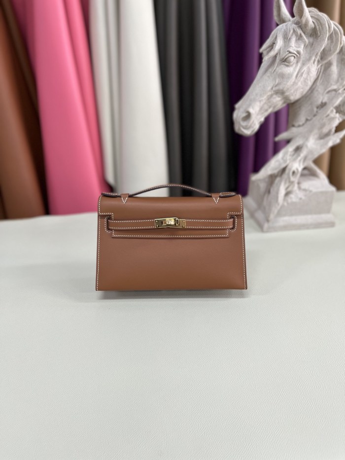 Kelly Pochette Swift Leather“22*12*7CM”-0301=