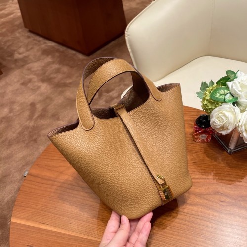 Picotin Lock 18 Clemence Leather Bag“18*18*13CM”-058=