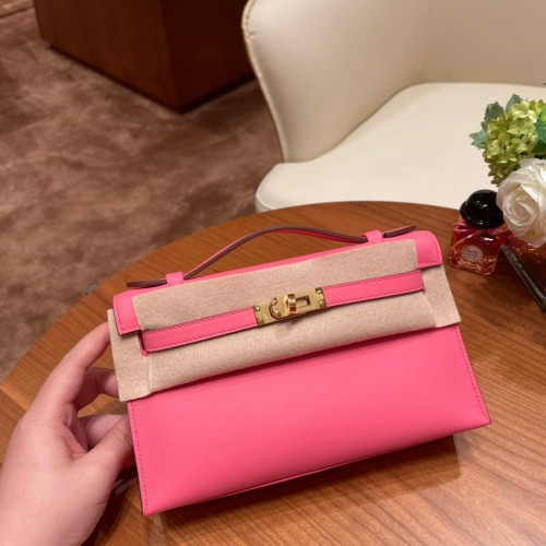 Kelly Pochette Swift Leather“22*12*7CM”-0301=