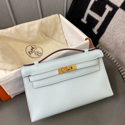 Kelly Pochette Swift Leather“22*12*7CM”-0301=