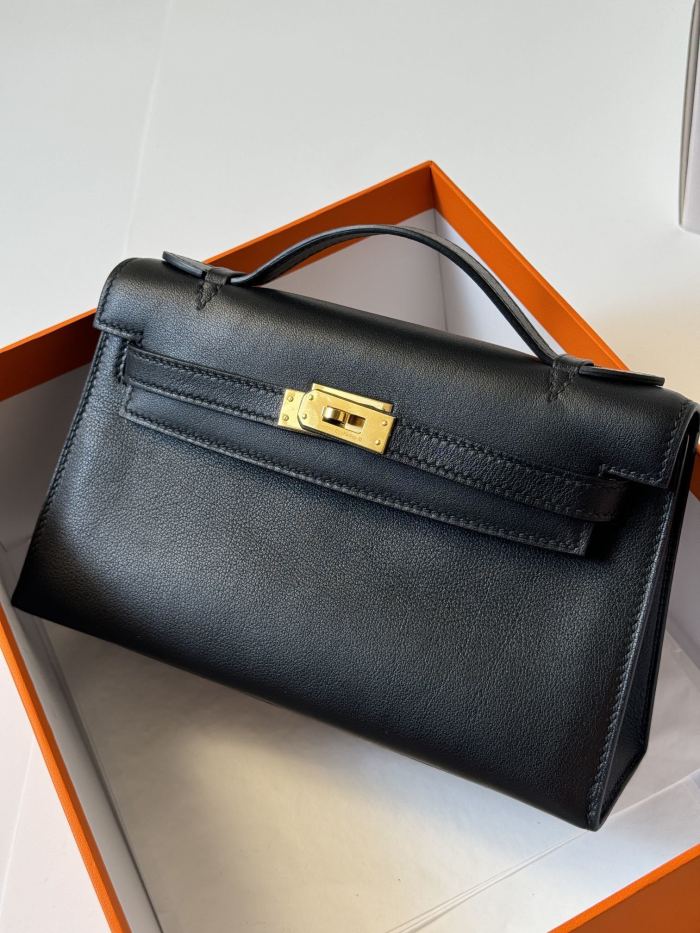 Kelly Pochette Swift Leather“22*12*7CM”-0301=
