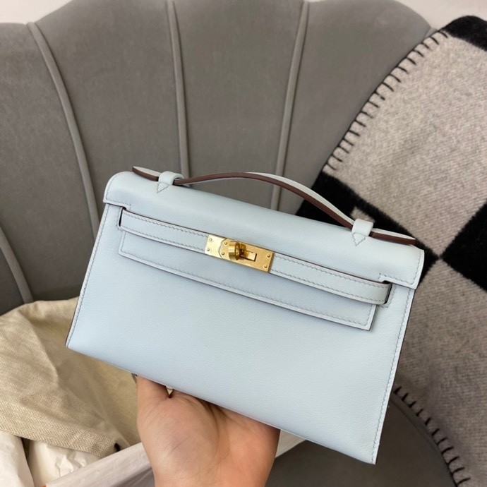 Kelly Pochette Swift Leather“22*12*7CM”-0301=