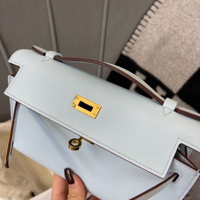 Kelly Pochette Swift Leather“22*12*7CM”-0301=