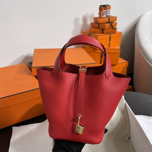 Picotin Lock 18 Clemence Leather Bag“18*18*13CM”-058=