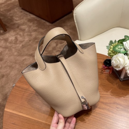 Picotin Lock 18 Clemence Leather Bag“18*18*13CM”-058=