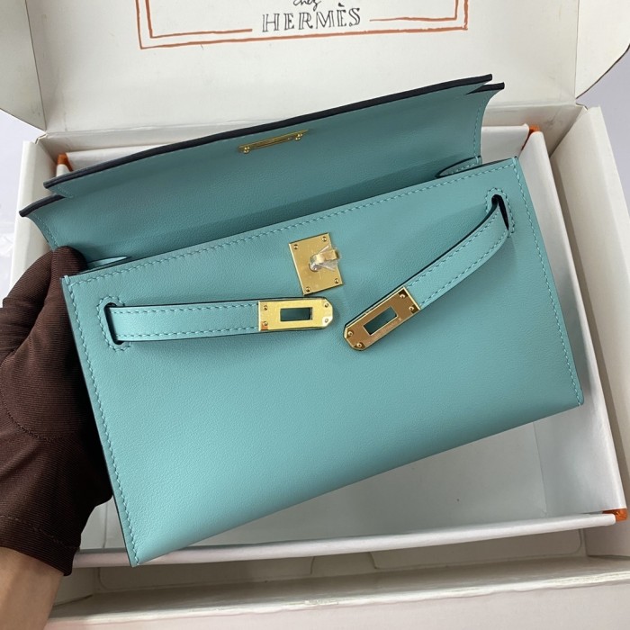 Kelly Pochette Swift Leather“22*12*7CM”-0301=