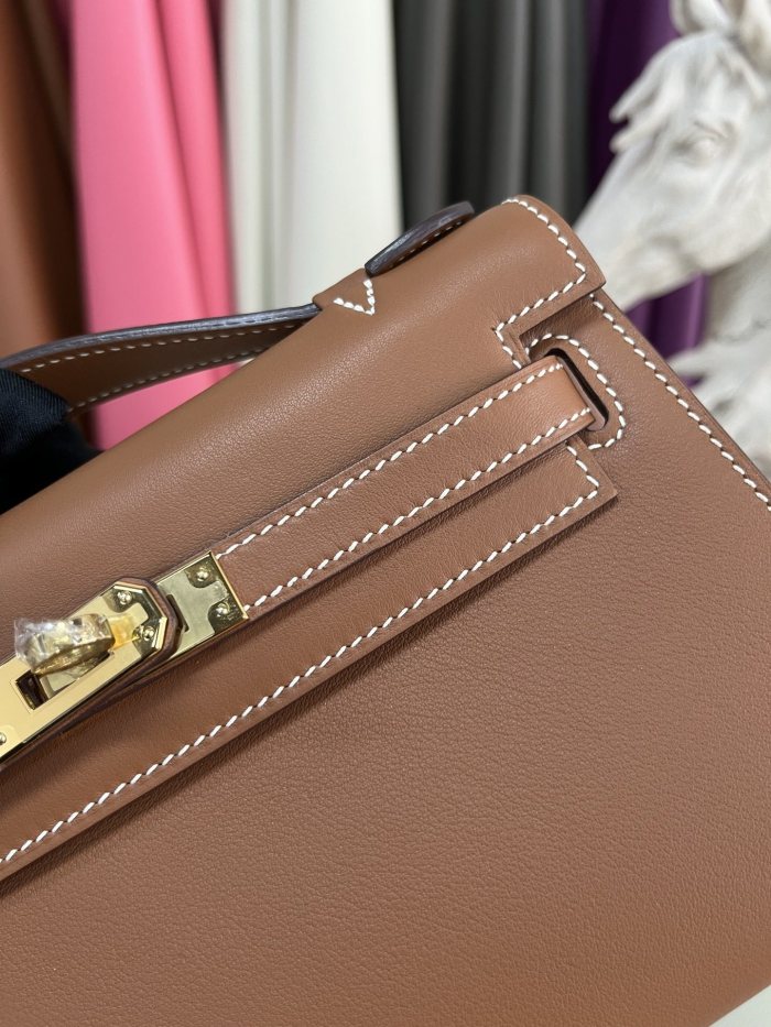 Kelly Pochette Swift Leather“22*12*7CM”-0301=