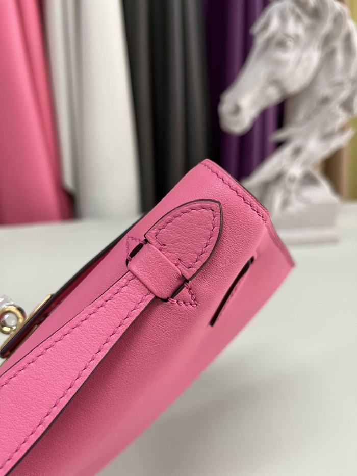 Kelly Pochette Swift Leather“22*12*7CM”-0301=