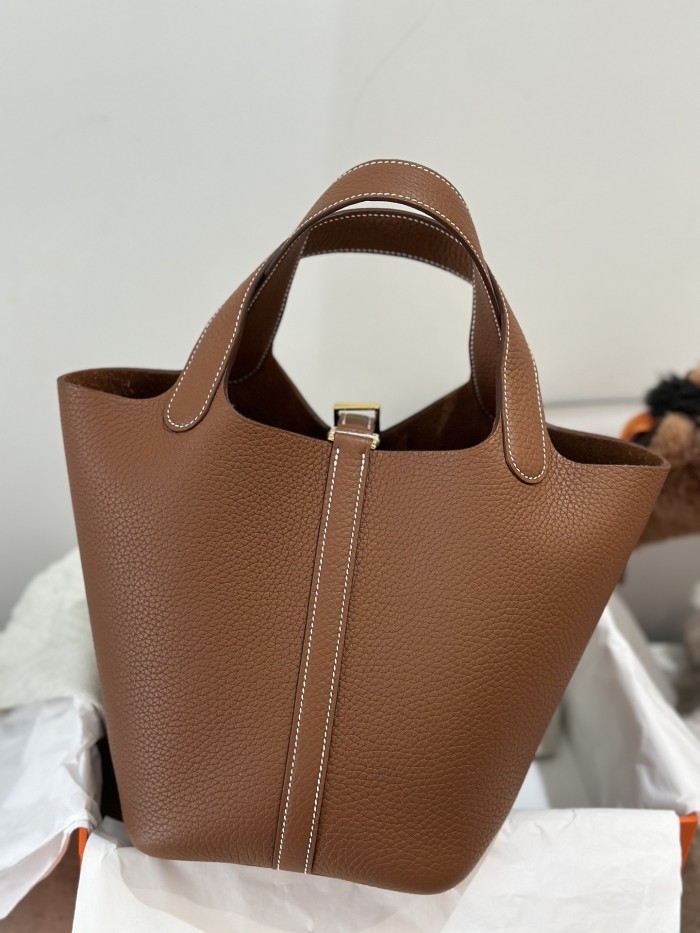 Picotin Lock 18 Clemence Leather Bag“18*18*13CM”-058=