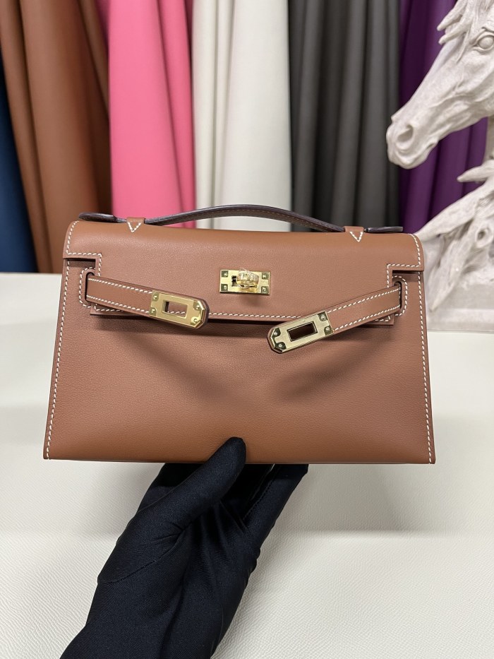 Kelly Pochette Swift Leather“22*12*7CM”-0301=