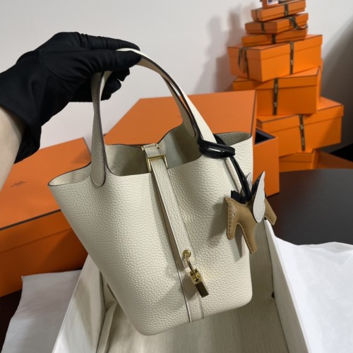 Picotin Lock 18 Clemence Leather Bag“18*18*13CM”-058=