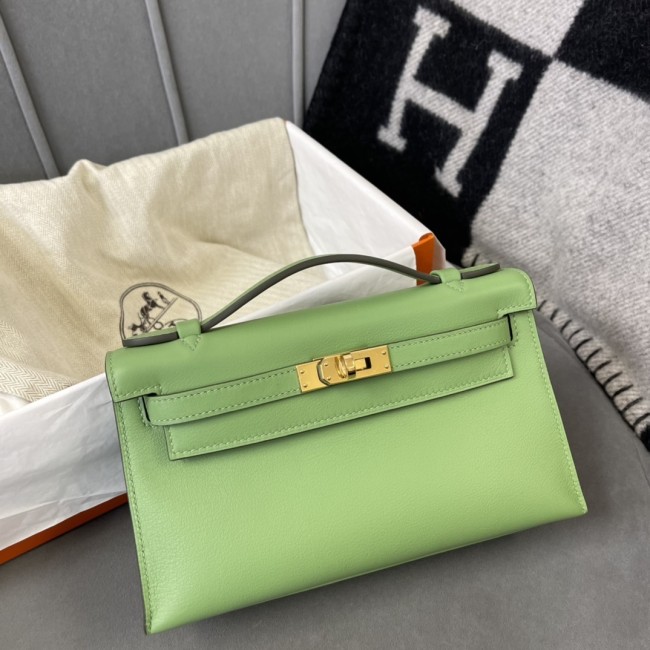 Kelly Pochette Swift Leather“22*12*7CM”-0301=
