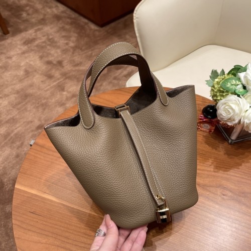 Picotin Lock 18 Clemence Leather Bag“18*18*13CM”-058=