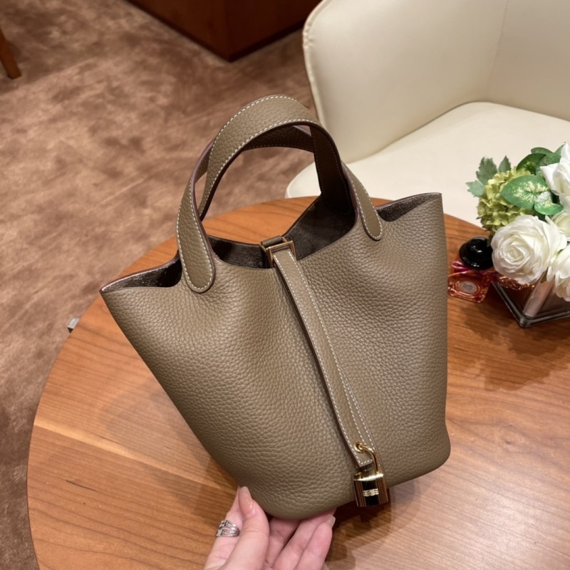 Picotin Lock 18 Clemence Leather Bag“18*18*13CM”-058=