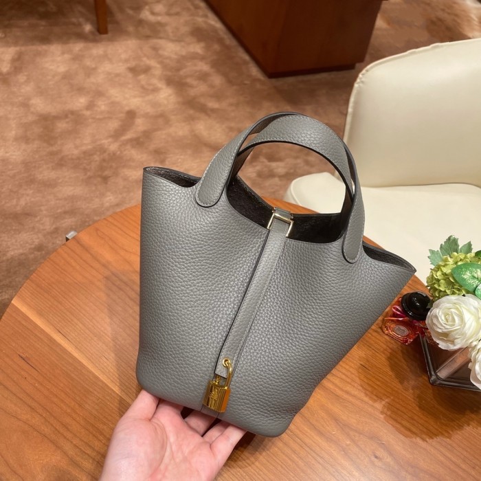 Picotin Lock 18 Bag Clemence Leather Bag“18*18*13CM”-058=