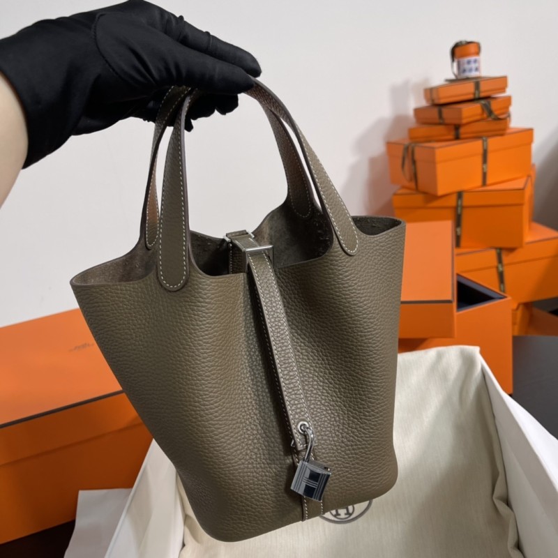Picotin Lock 18 Clemence Leather Bag“18*18*13CM”-058=