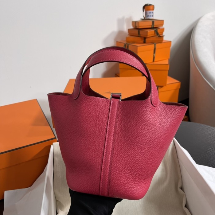 Picotin Lock 18 Clemence Leather Bag“18*18*13CM”-058=