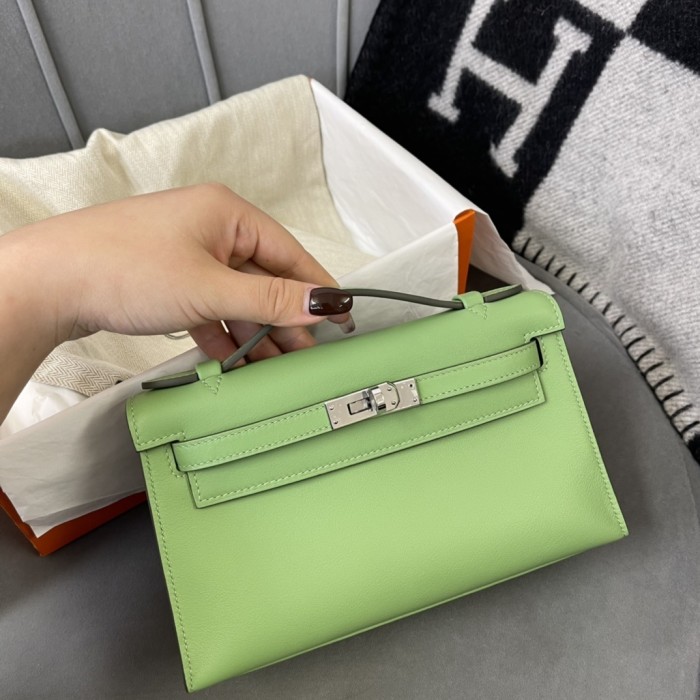 Kelly Pochette Swift Leather“22*12*7CM”-0301=
