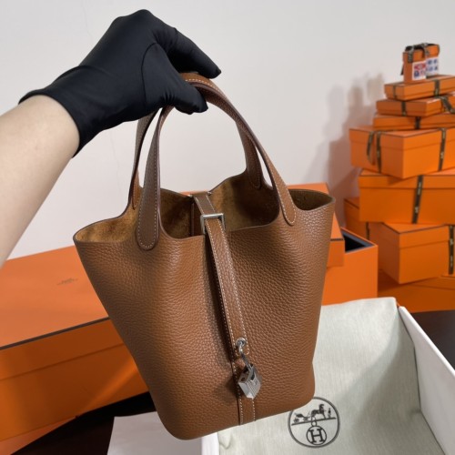 Picotin Lock 18 Clemence Leather Bag“18*18*13CM”-058=