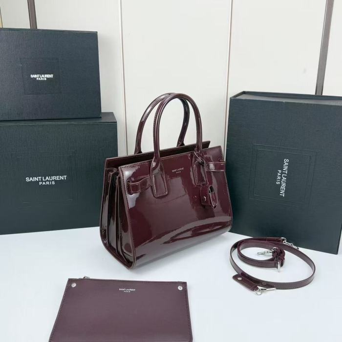 Small Sac de Jour in Patent Leather (Bordeaux)“26*22*13.5CM”-087=