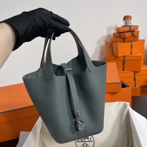 Picotin Lock 18 Clemence Leather Bag“18*18*13CM”-058=