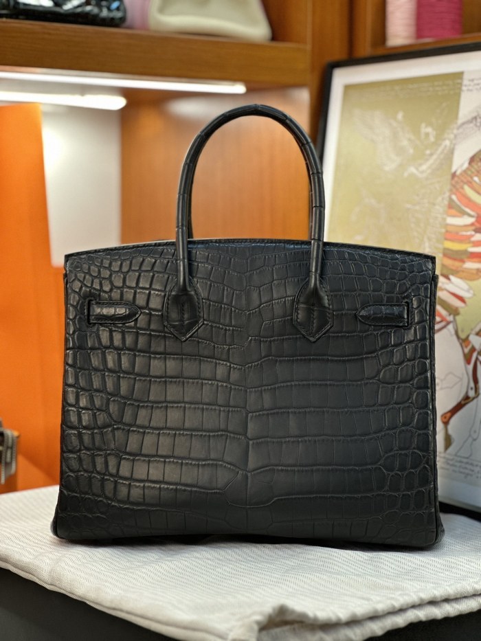 Birkin 30 So Black Niloticus Crocodile“30*22*15CM”-00801=