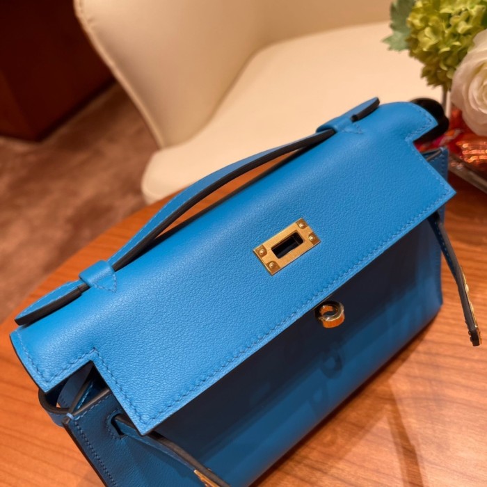 Kelly Pochette Swift Leather“22*12*7CM”-0301=