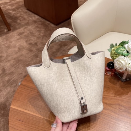 Picotin Lock 18 Clemence Leather Bag“18*18*13CM”-058=