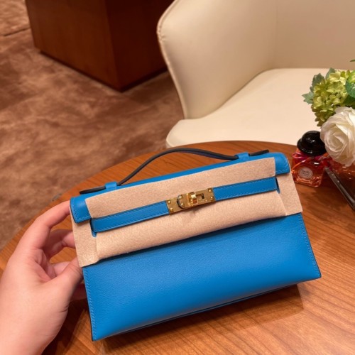 Kelly Pochette Swift Leather“22*12*7CM”-0301=