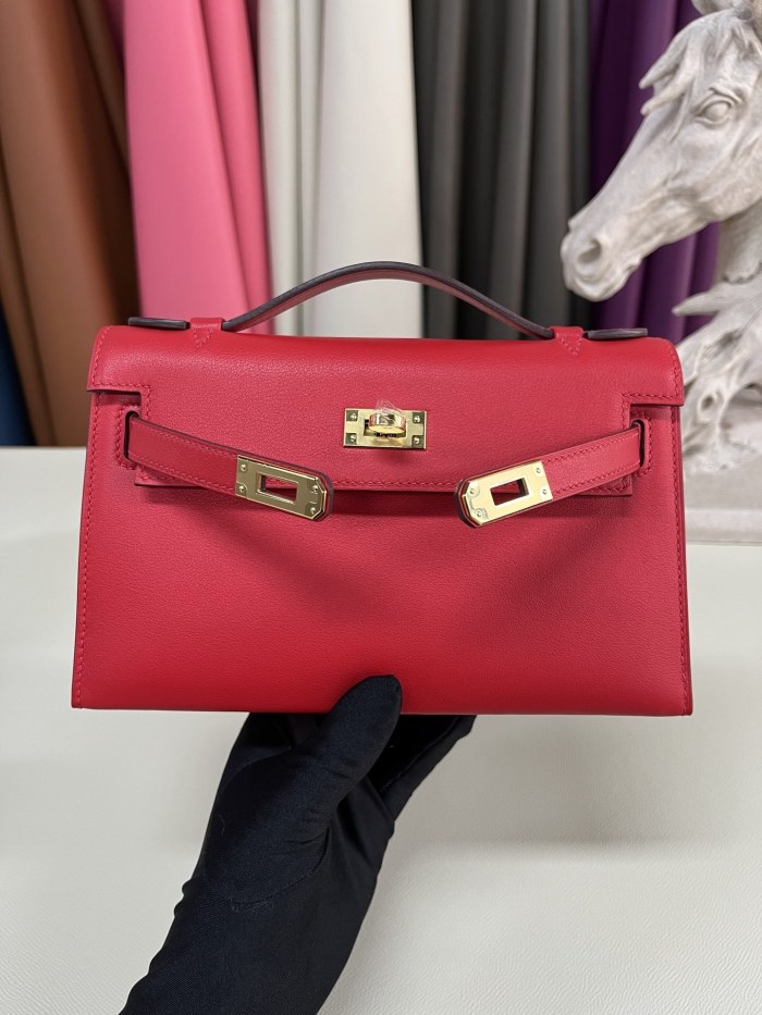 Kelly Pochette Swift Leather“22*12*7CM”-0301=