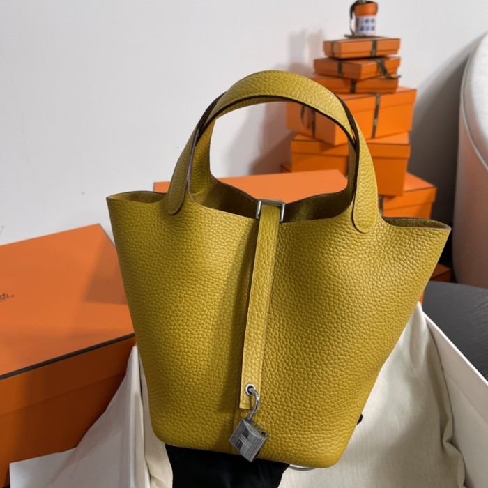 Picotin Lock 18 Clemence Leather Bag“18*18*13CM”-058=
