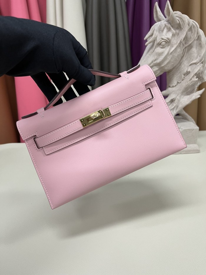 Kelly Pochette Swift Leather“22*12*7CM”-0301=